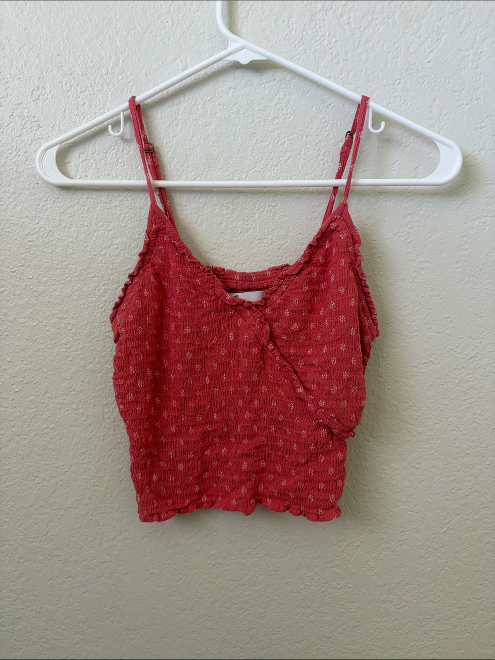 Hollister Red Smocked Cropped Cami